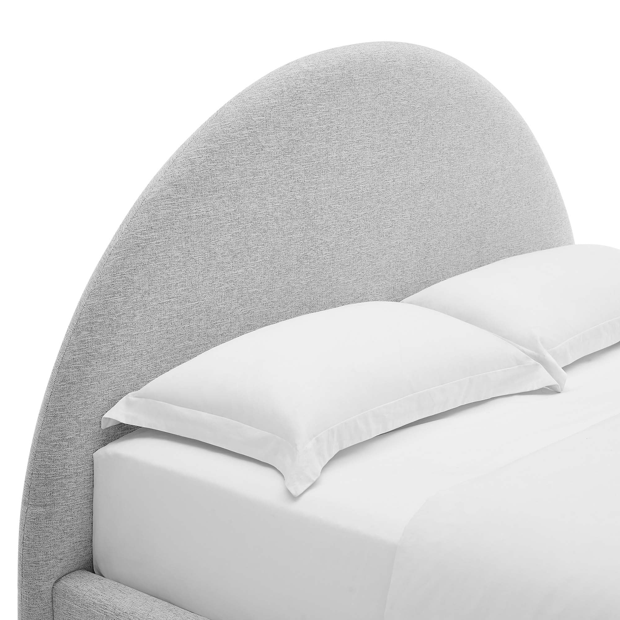 Resort Upholstered Fabric Arched Round Full Platform Bed - Heathered Weave Light Gray