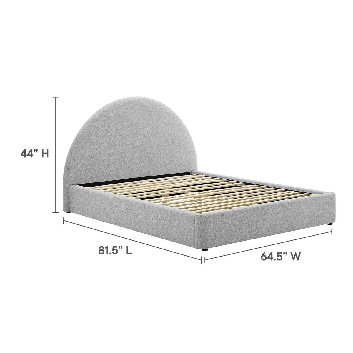 Resort Upholstered Fabric Arched Round Full Platform Bed - Heathered Weave Light Gray