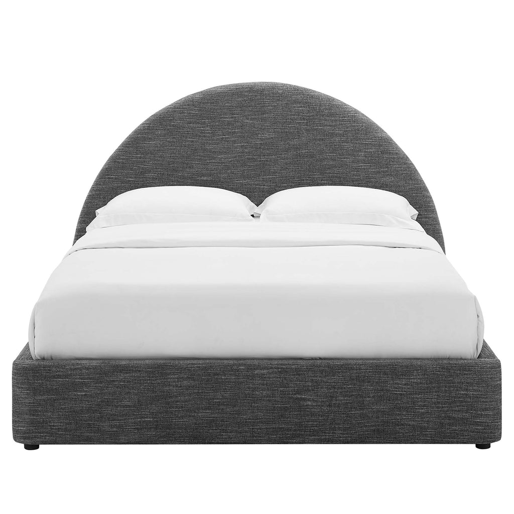 Resort Upholstered Fabric Arched Round Full Platform Bed - Heathered Weave Slate