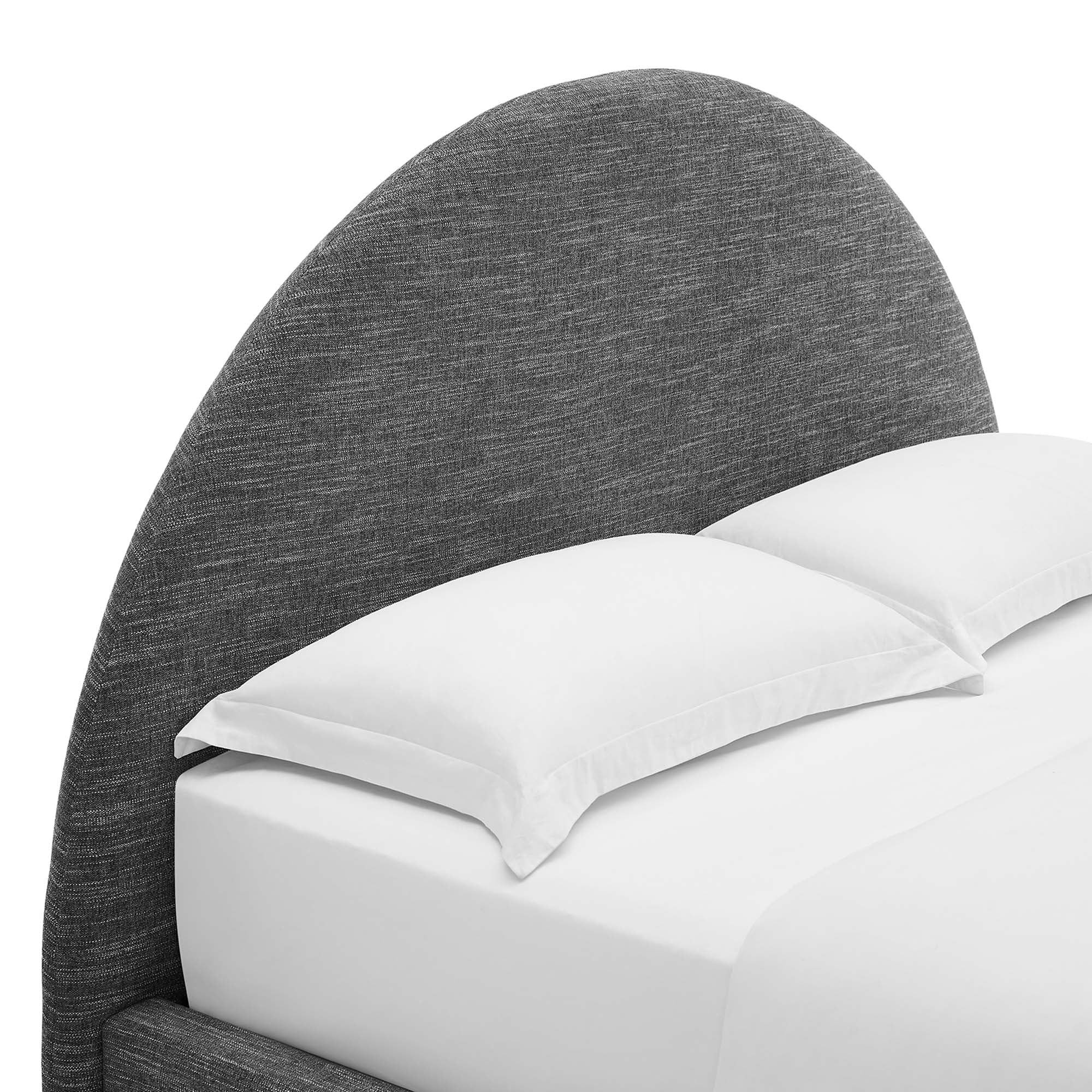 Resort Upholstered Fabric Arched Round Full Platform Bed - Heathered Weave Slate