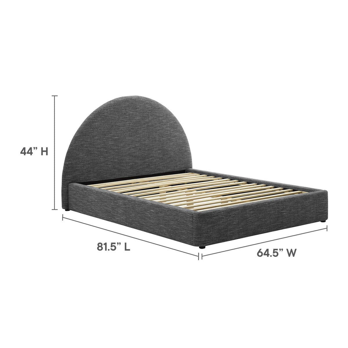 Resort Upholstered Fabric Arched Round Full Platform Bed - Heathered Weave Slate