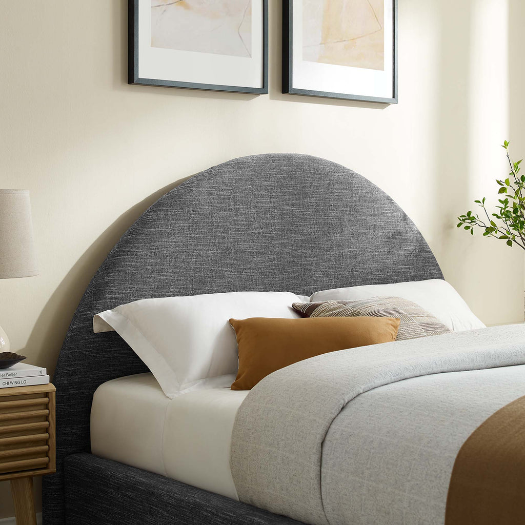 Resort Upholstered Fabric Arched Round Full Platform Bed - Heathered Weave Slate