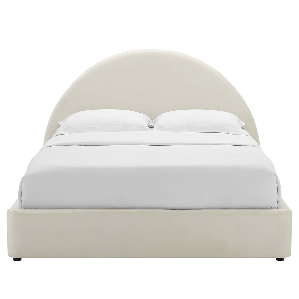 Resort Performance Velvet Arched Round Full Platform Bed - Alabaster