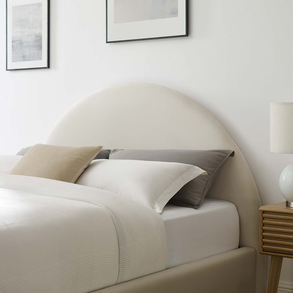 Resort Performance Velvet Arched Round Full Platform Bed - Alabaster