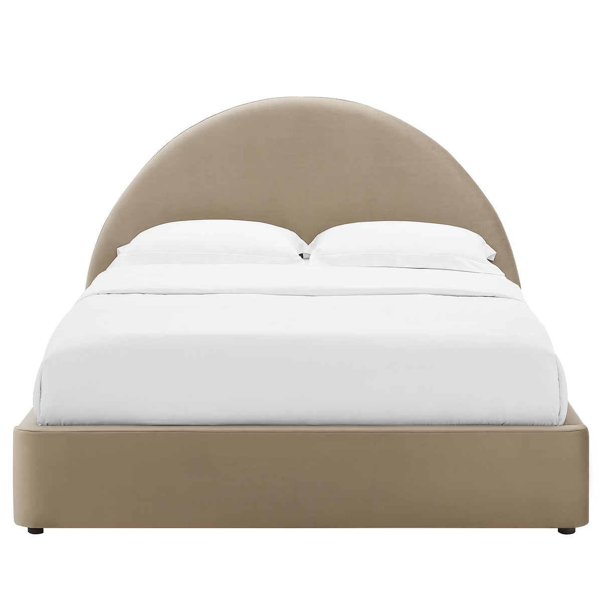 Resort Performance Velvet Arched Round Full Platform Bed - Taupe
