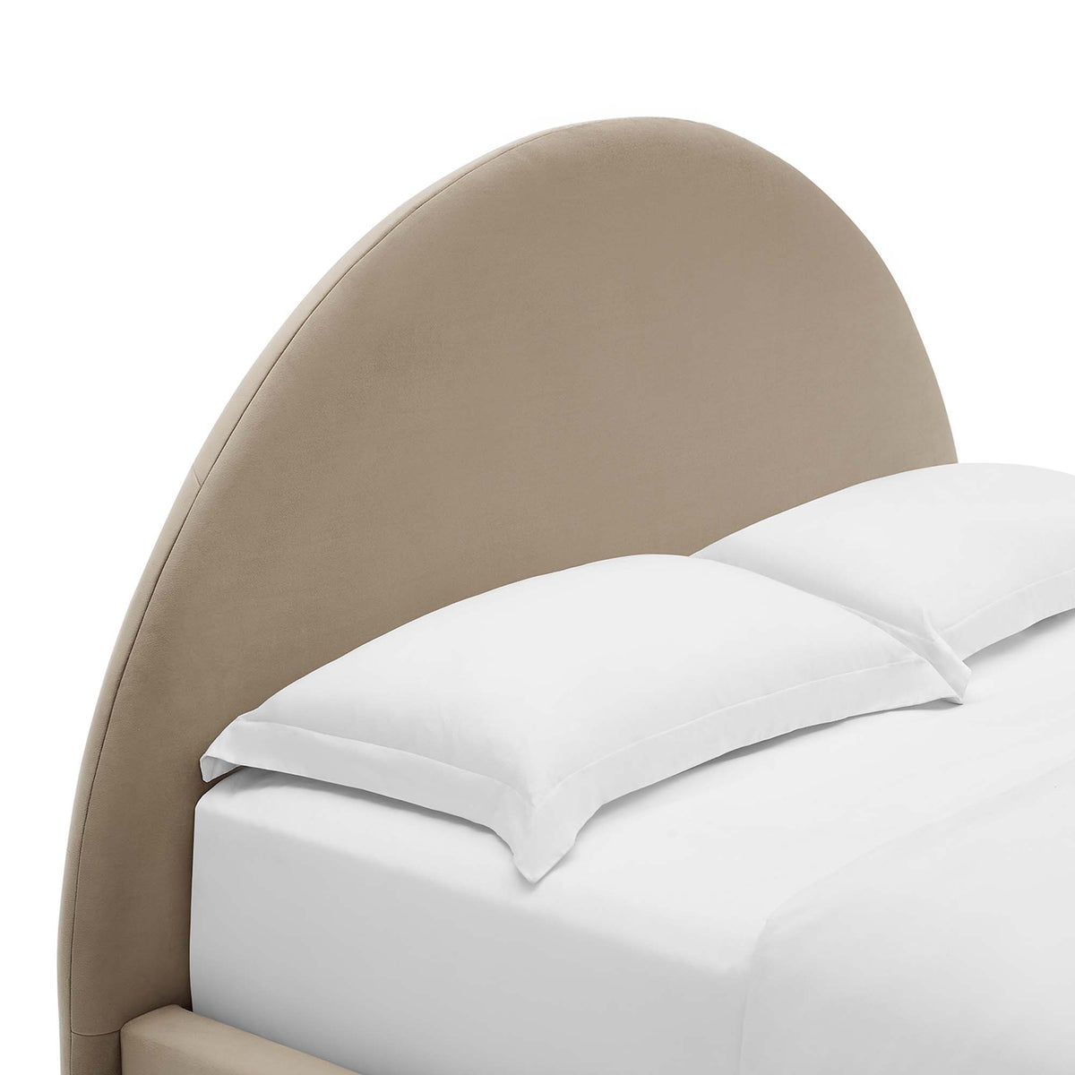 Resort Performance Velvet Arched Round Full Platform Bed - Taupe