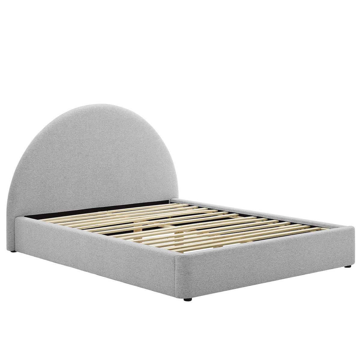Resort Upholstered Fabric Arched Round Queen Platform Bed - Heathered Weave Light Gray