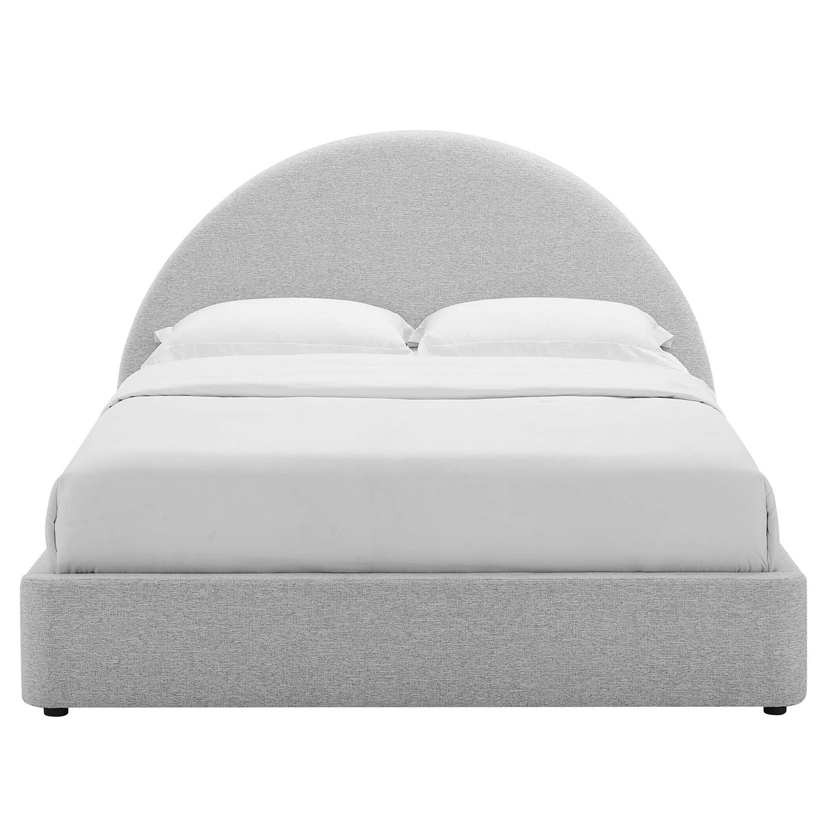 Resort Upholstered Fabric Arched Round Queen Platform Bed - Heathered Weave Light Gray