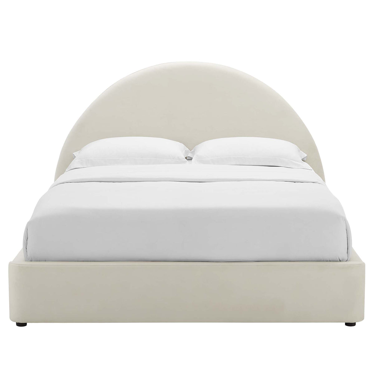 Resort Performance Velvet Arched Round Queen Platform Bed - Alabaster