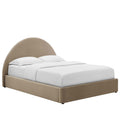 Resort Performance Velvet Arched Round Queen Platform Bed - Taupe