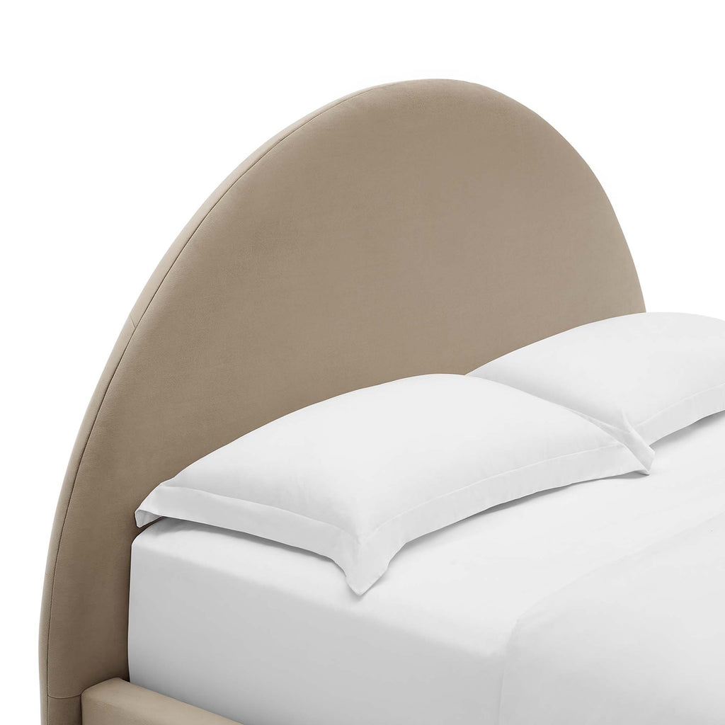 Resort Performance Velvet Arched Round Queen Platform Bed - Taupe