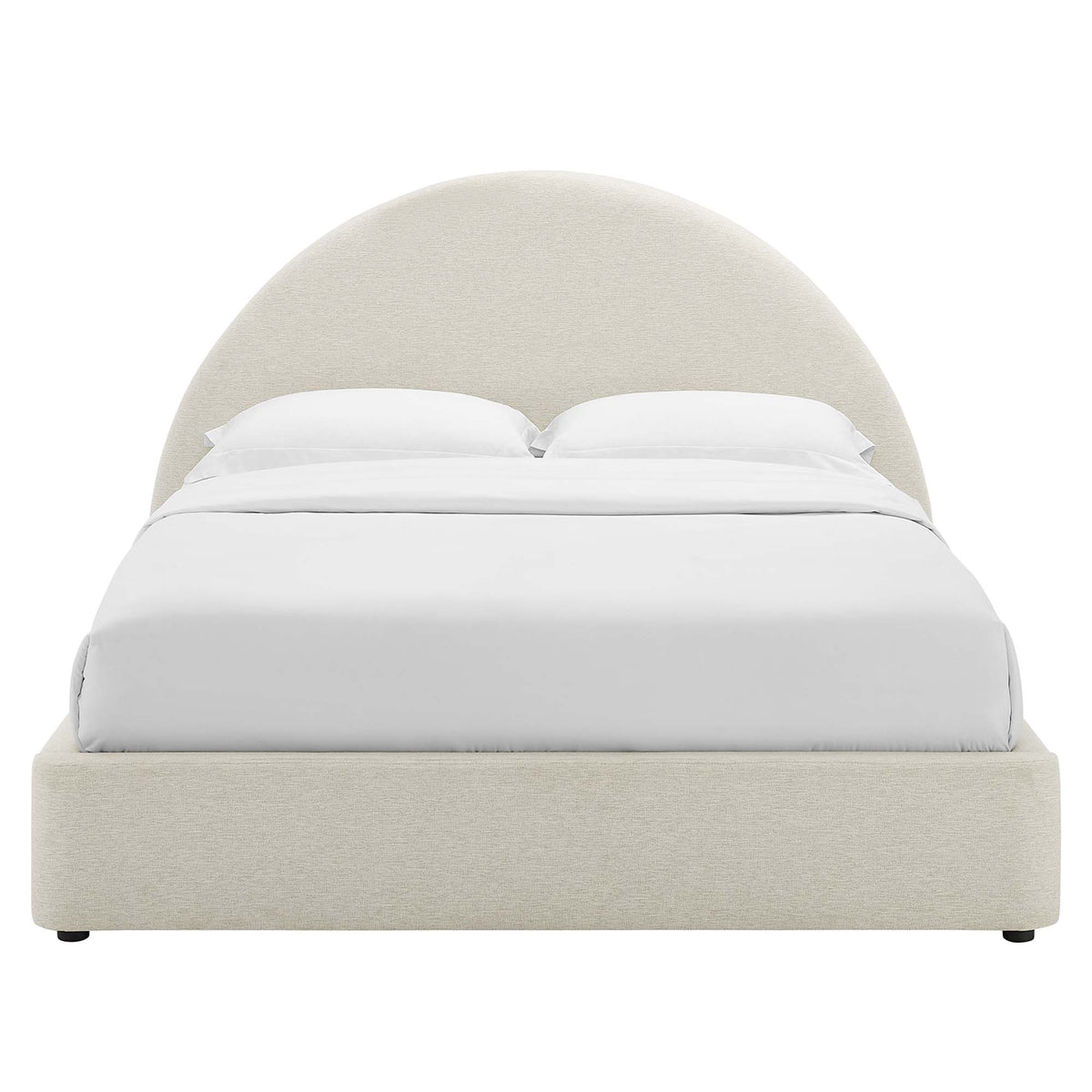 Resort Upholstered Fabric Arched Round King Platform Bed - Heathered Weave Ivory