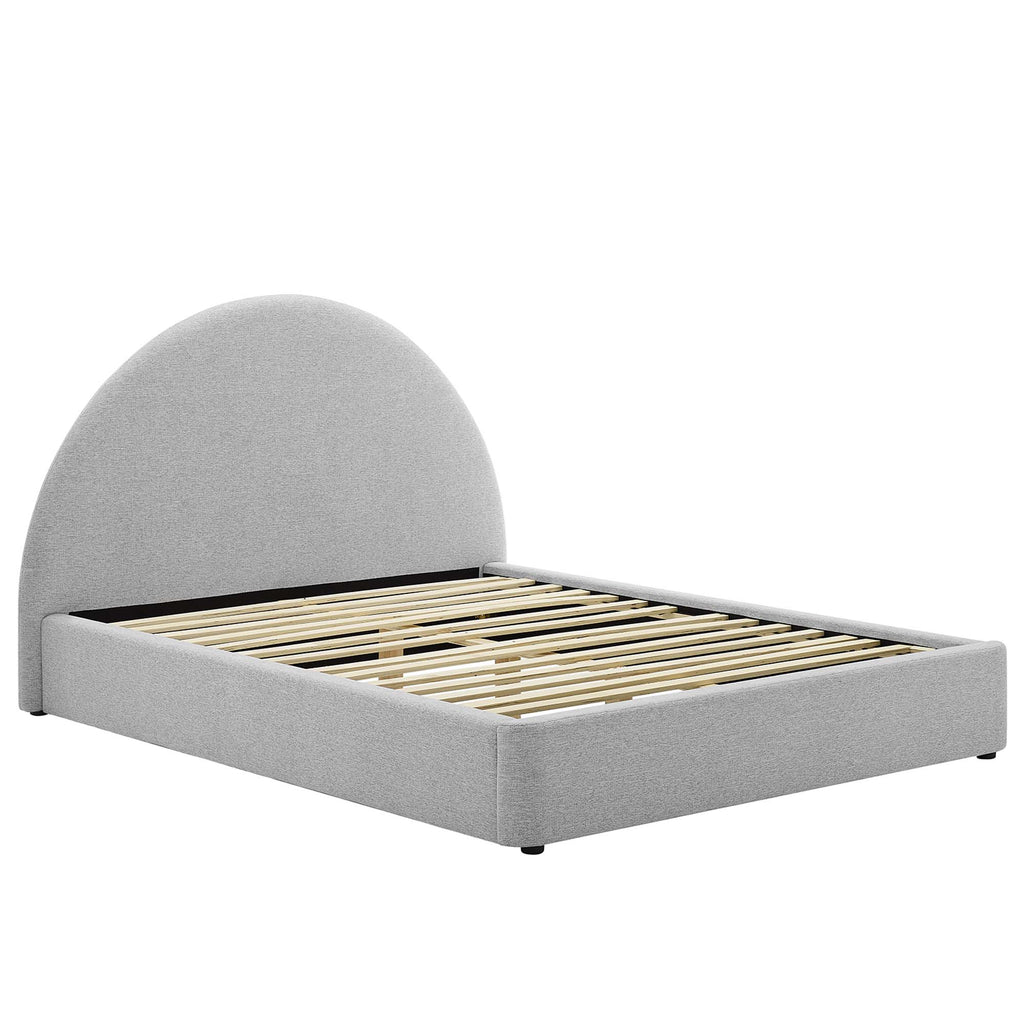 Resort Upholstered Fabric Arched Round King Platform Bed - Heathered Weave Light Gray