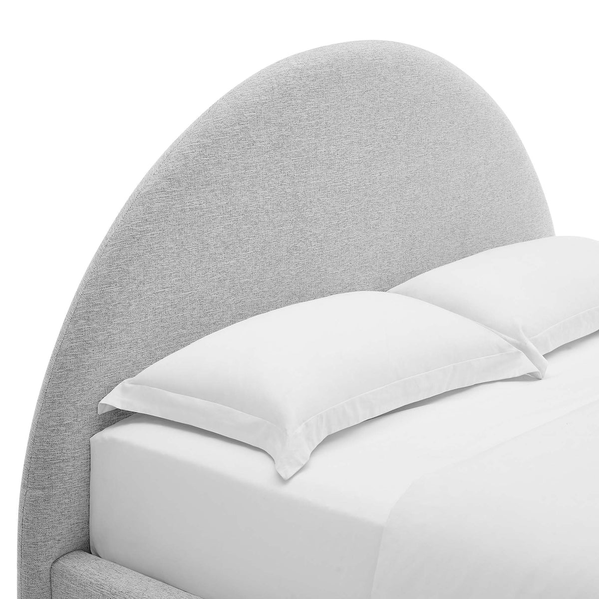 Resort Upholstered Fabric Arched Round King Platform Bed - Heathered Weave Light Gray