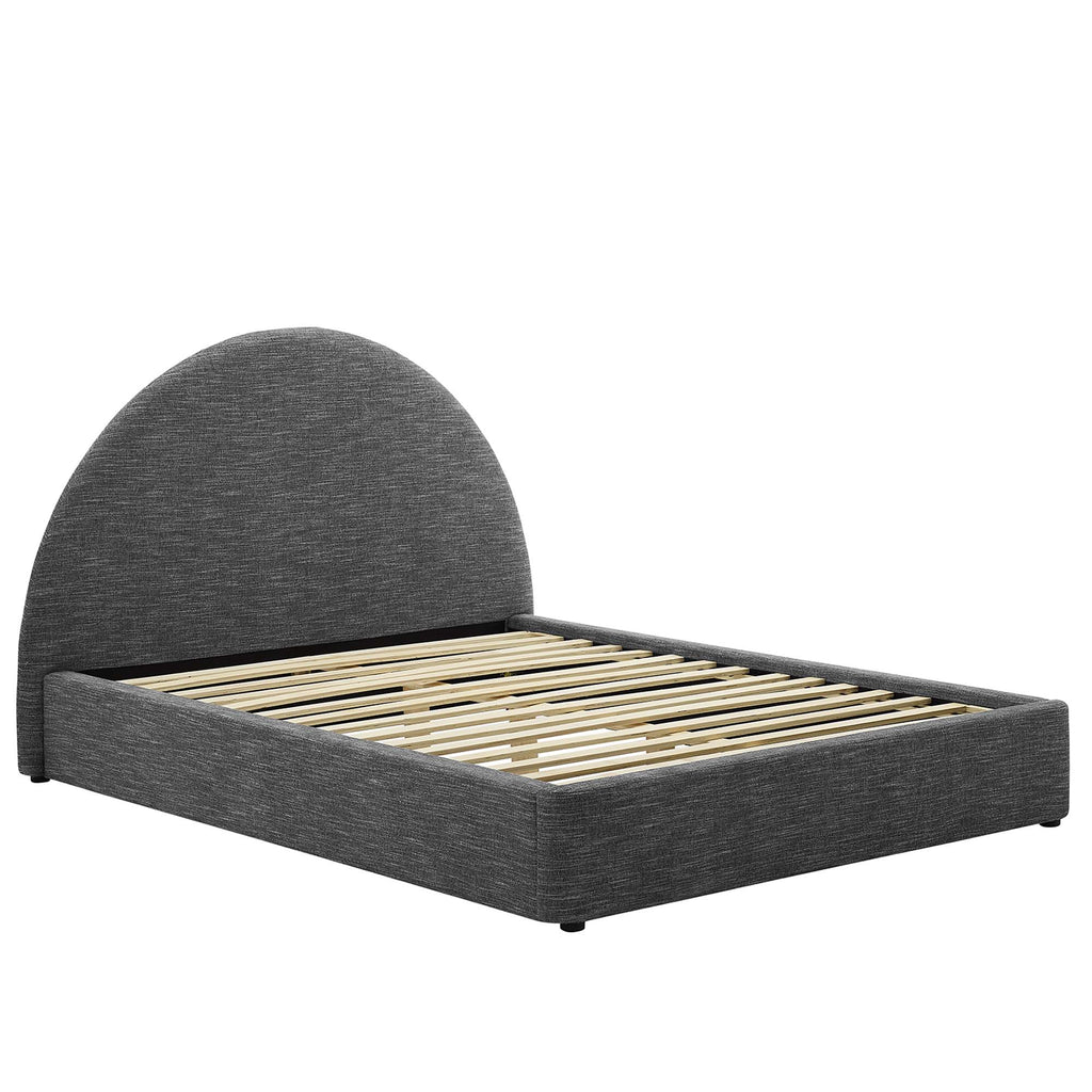 Resort Upholstered Fabric Arched Round King Platform Bed - Heathered Weave Slate