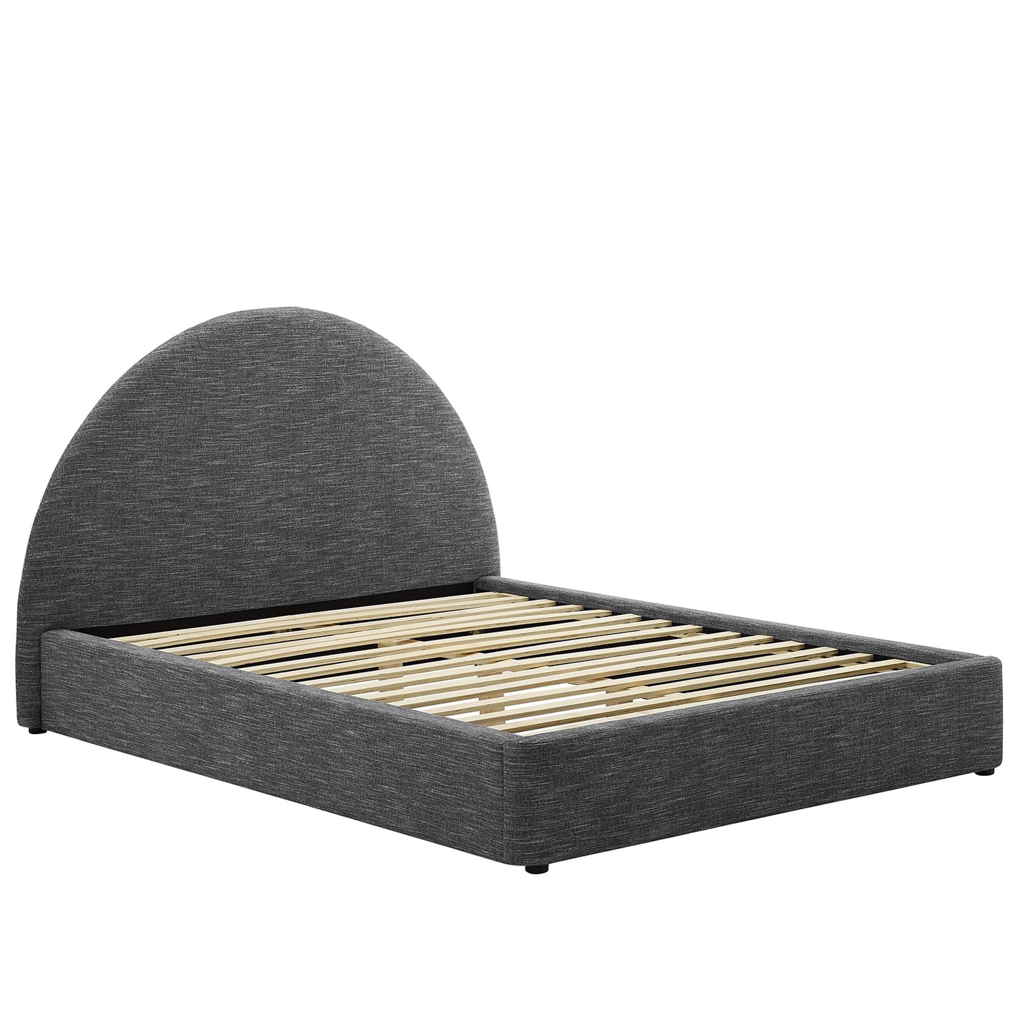 Resort Upholstered Fabric Arched Round King Platform Bed - Heathered Weave Slate