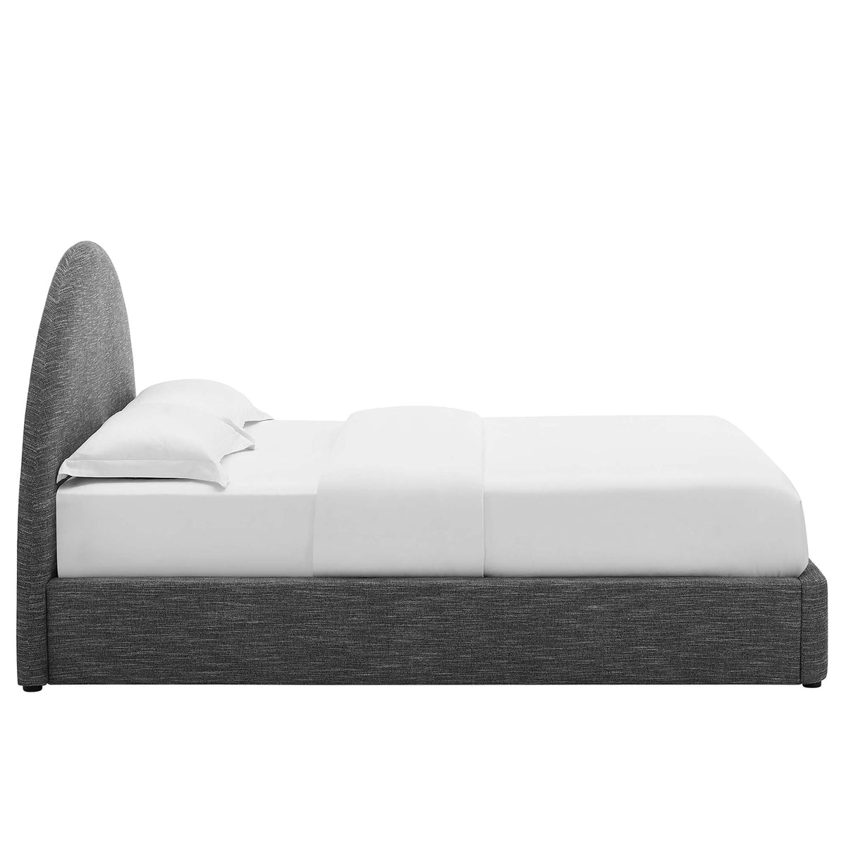 Resort Upholstered Fabric Arched Round King Platform Bed - Heathered Weave Slate