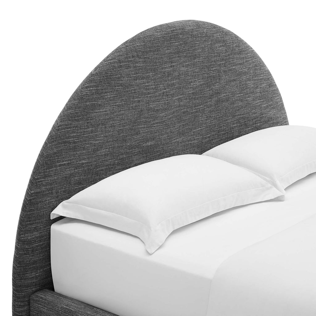 Resort Upholstered Fabric Arched Round King Platform Bed - Heathered Weave Slate