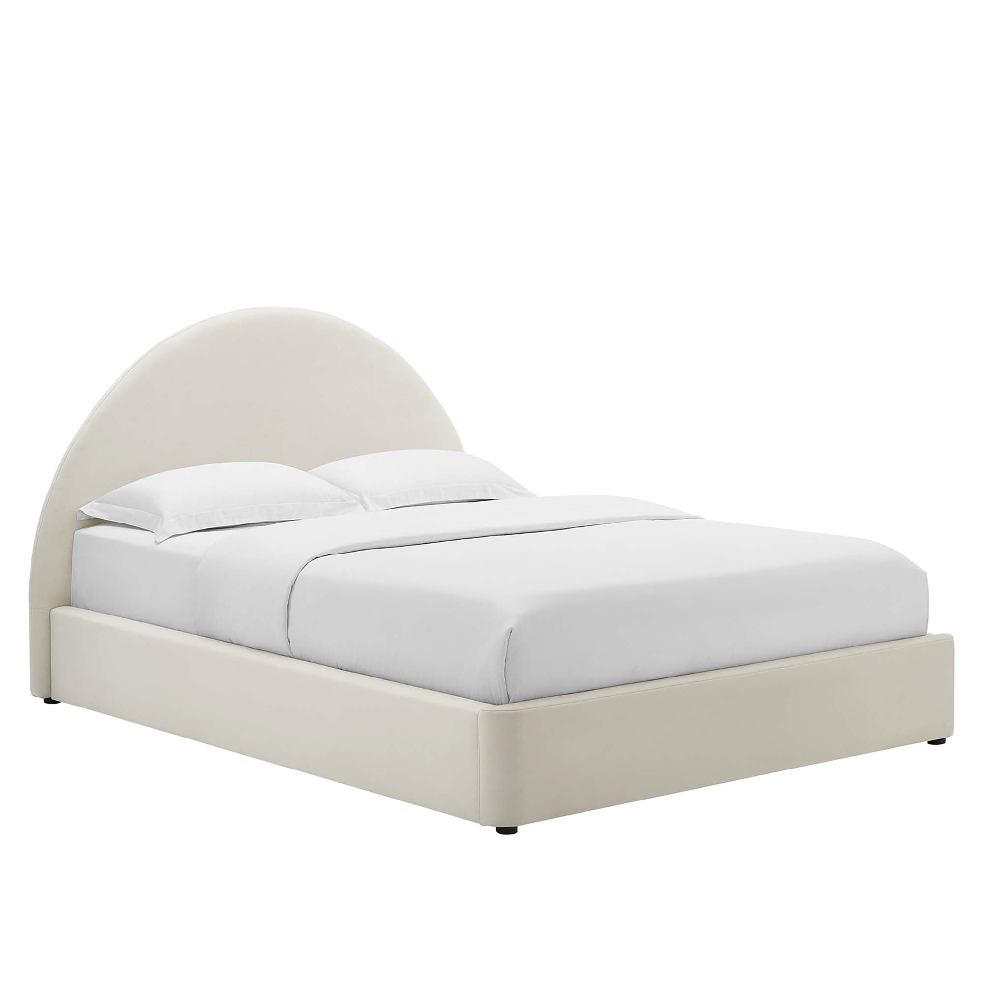 Resort Performance Velvet Arched Round King Platform Bed - Alabaster
