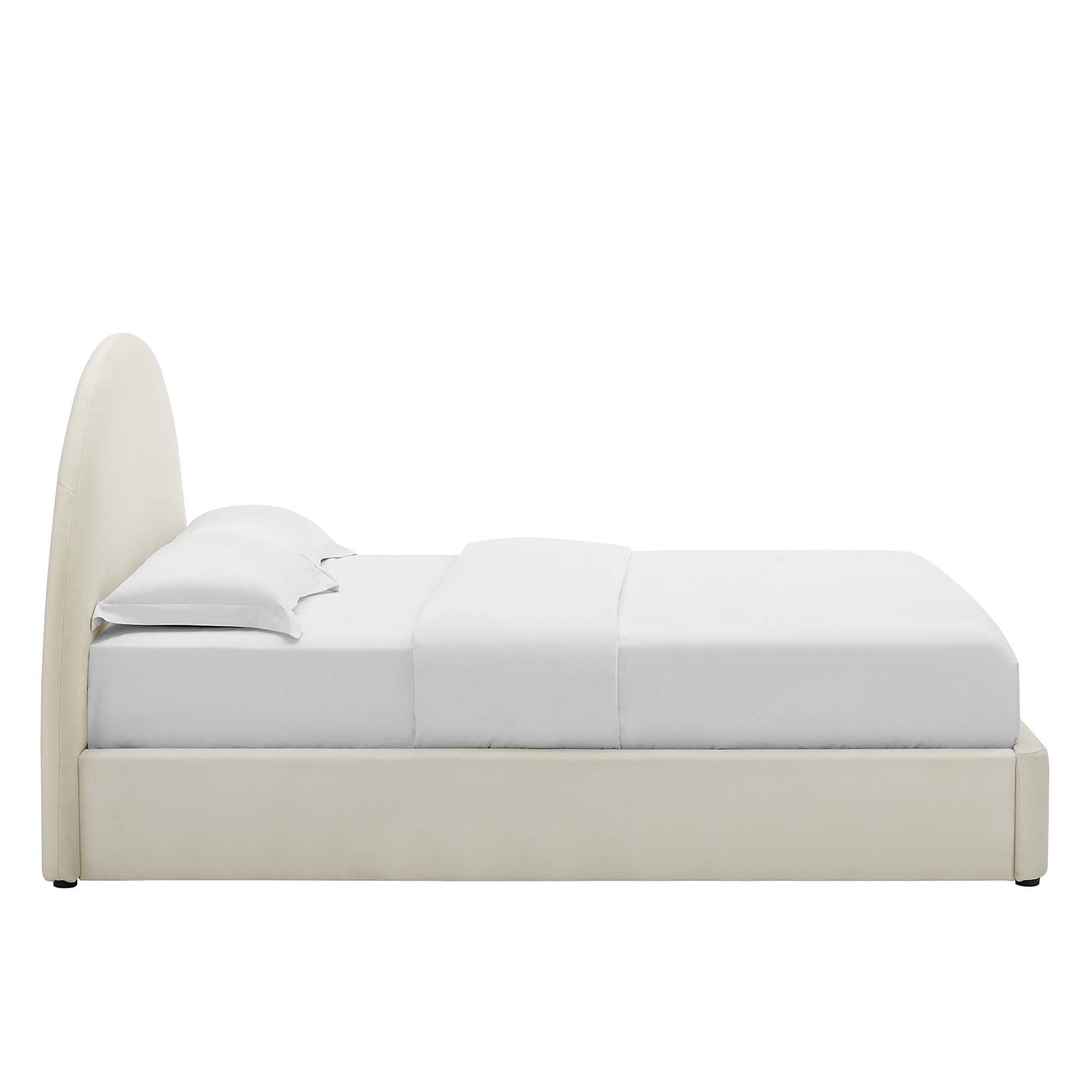 Resort Performance Velvet Arched Round King Platform Bed - Alabaster