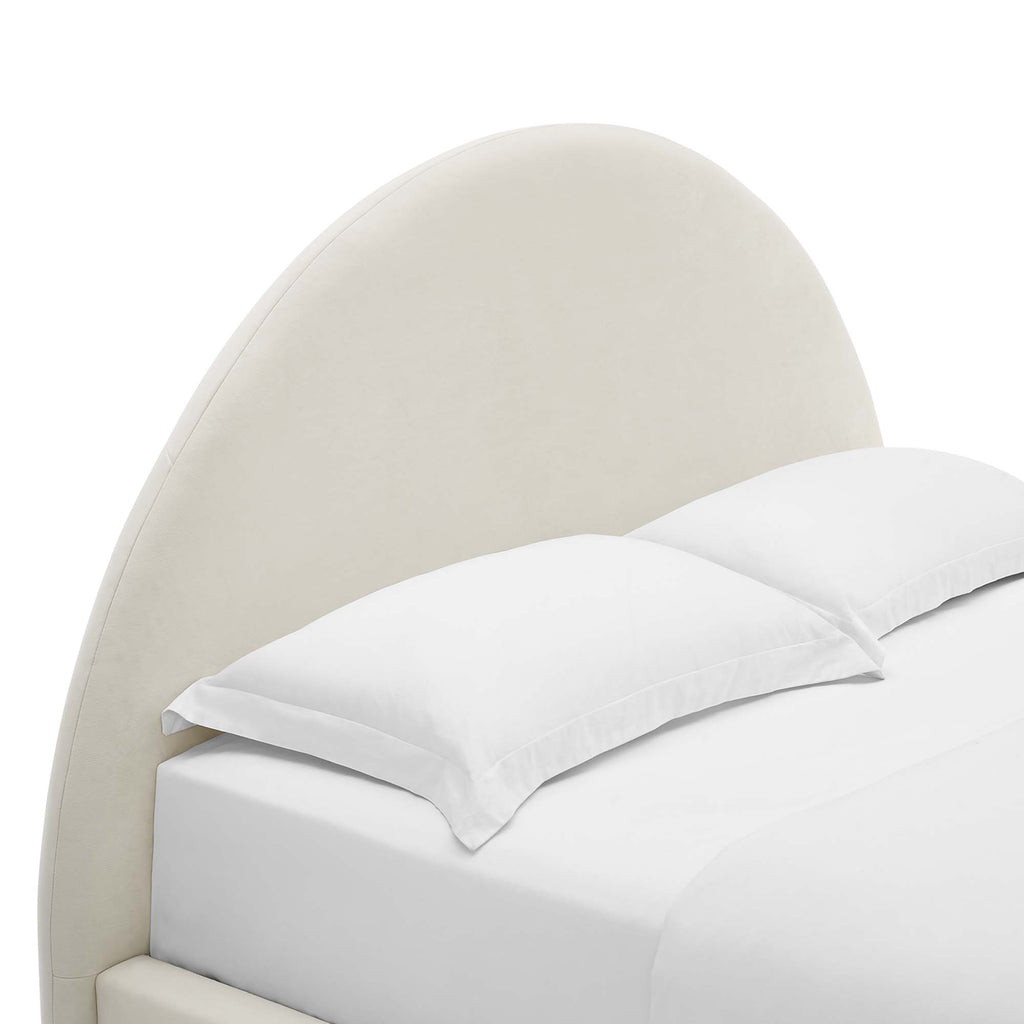 Resort Performance Velvet Arched Round King Platform Bed - Alabaster