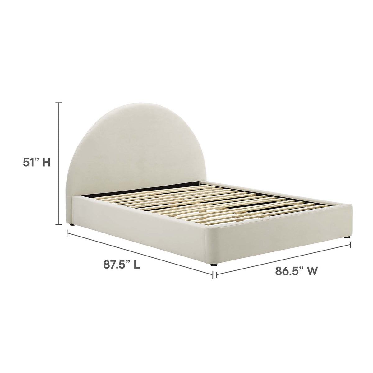 Resort Performance Velvet Arched Round King Platform Bed - Alabaster