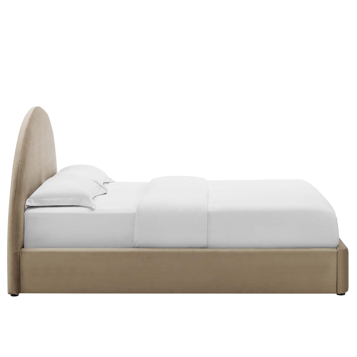 Resort Performance Velvet Arched Round King Platform Bed - Taupe