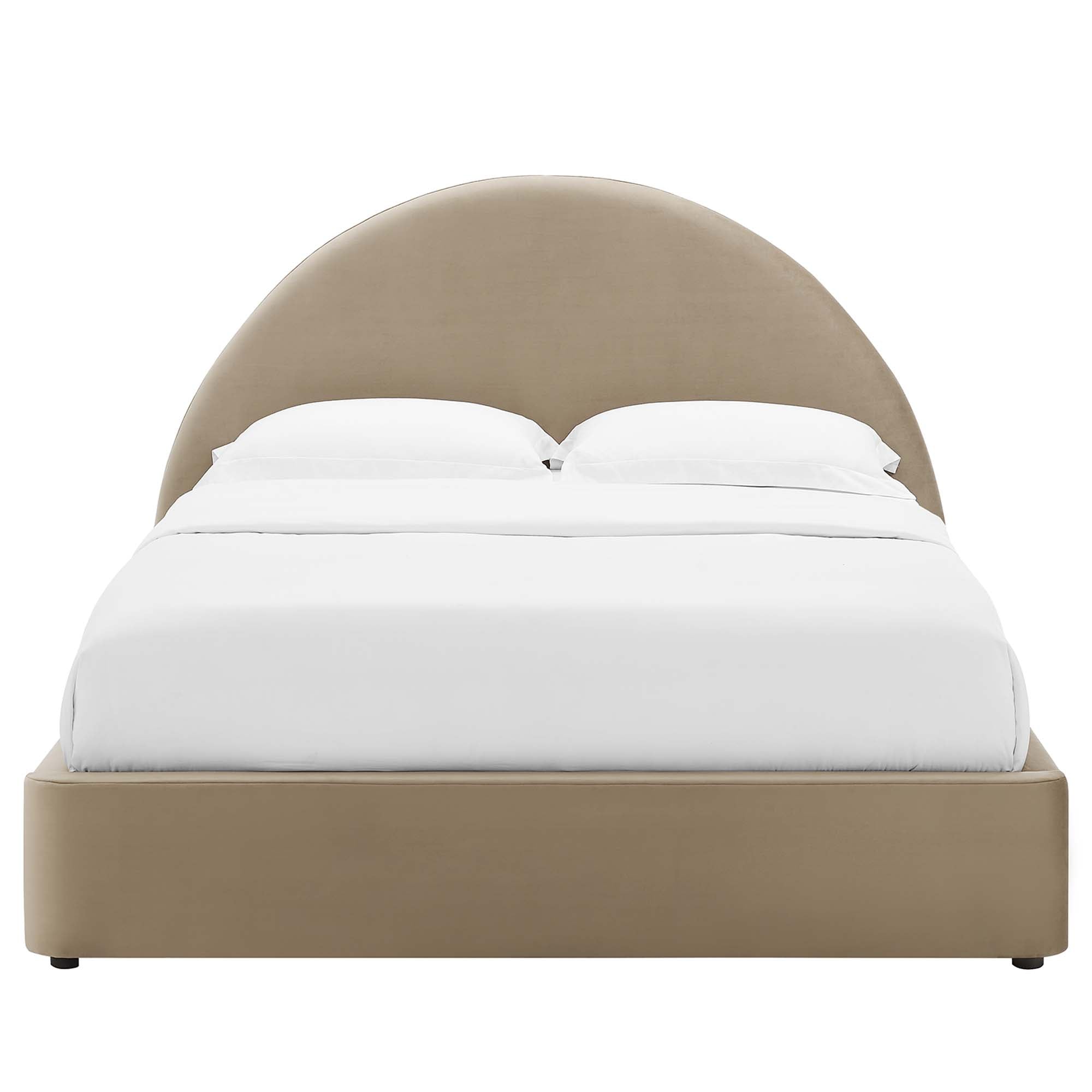 Resort Performance Velvet Arched Round King Platform Bed - Taupe