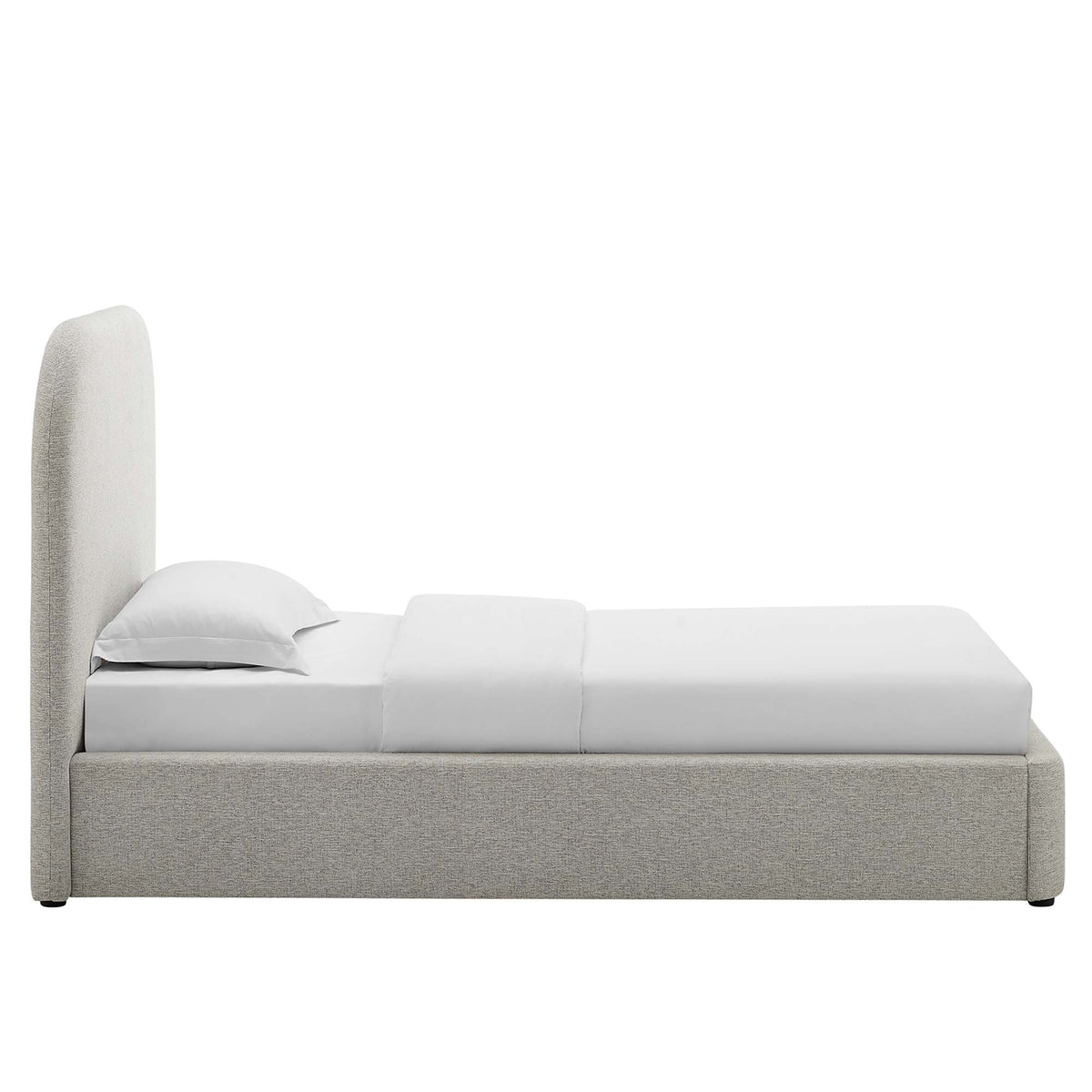 Keynote Upholstered Fabric Curved Twin Platform Bed - Heathered Weave Light Gray