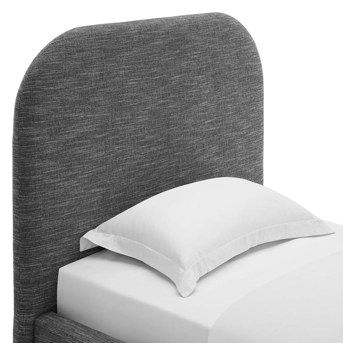 Keynote Upholstered Fabric Curved Twin Platform Bed - Heathered Weave Slate