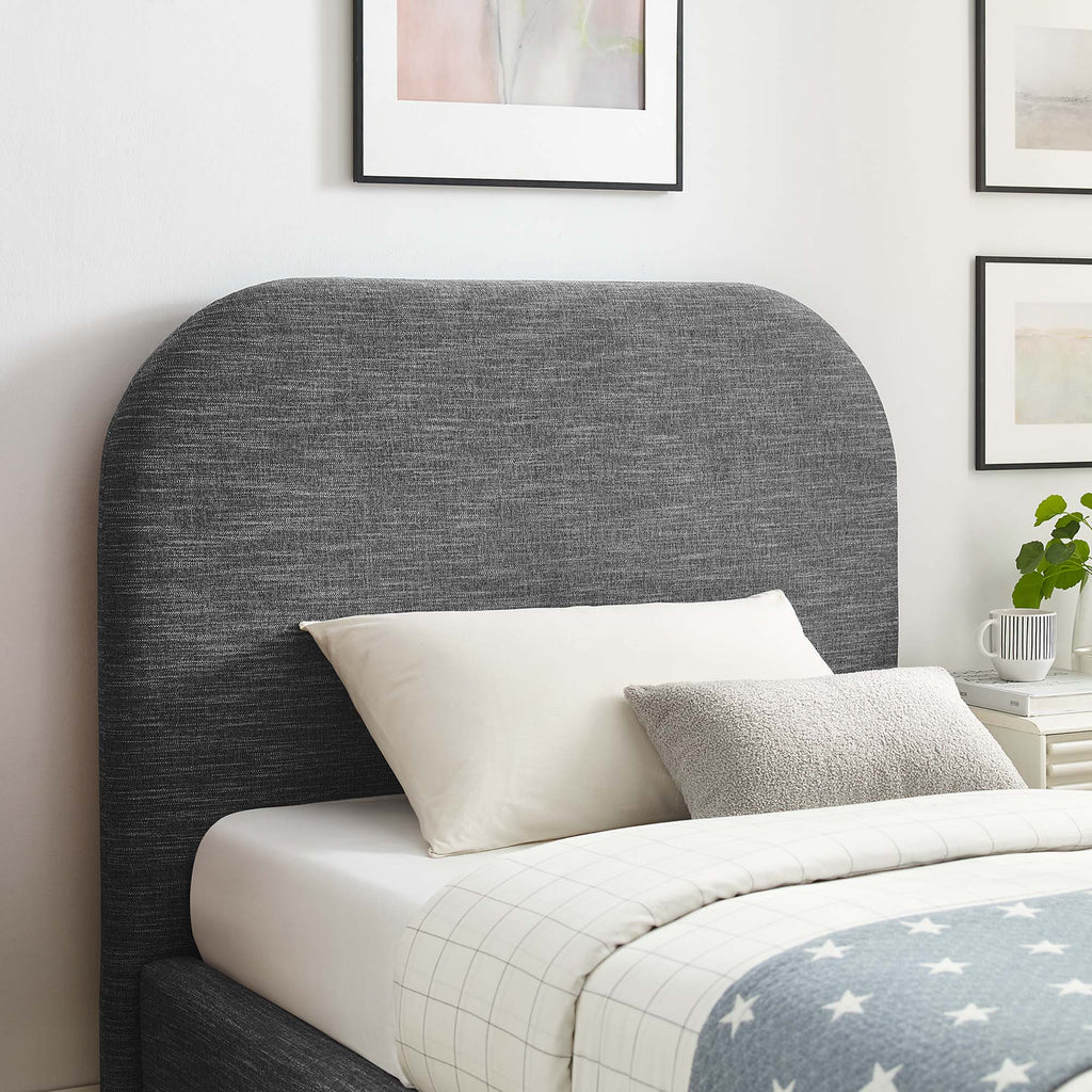 Keynote Upholstered Fabric Curved Twin Platform Bed - Heathered Weave Slate