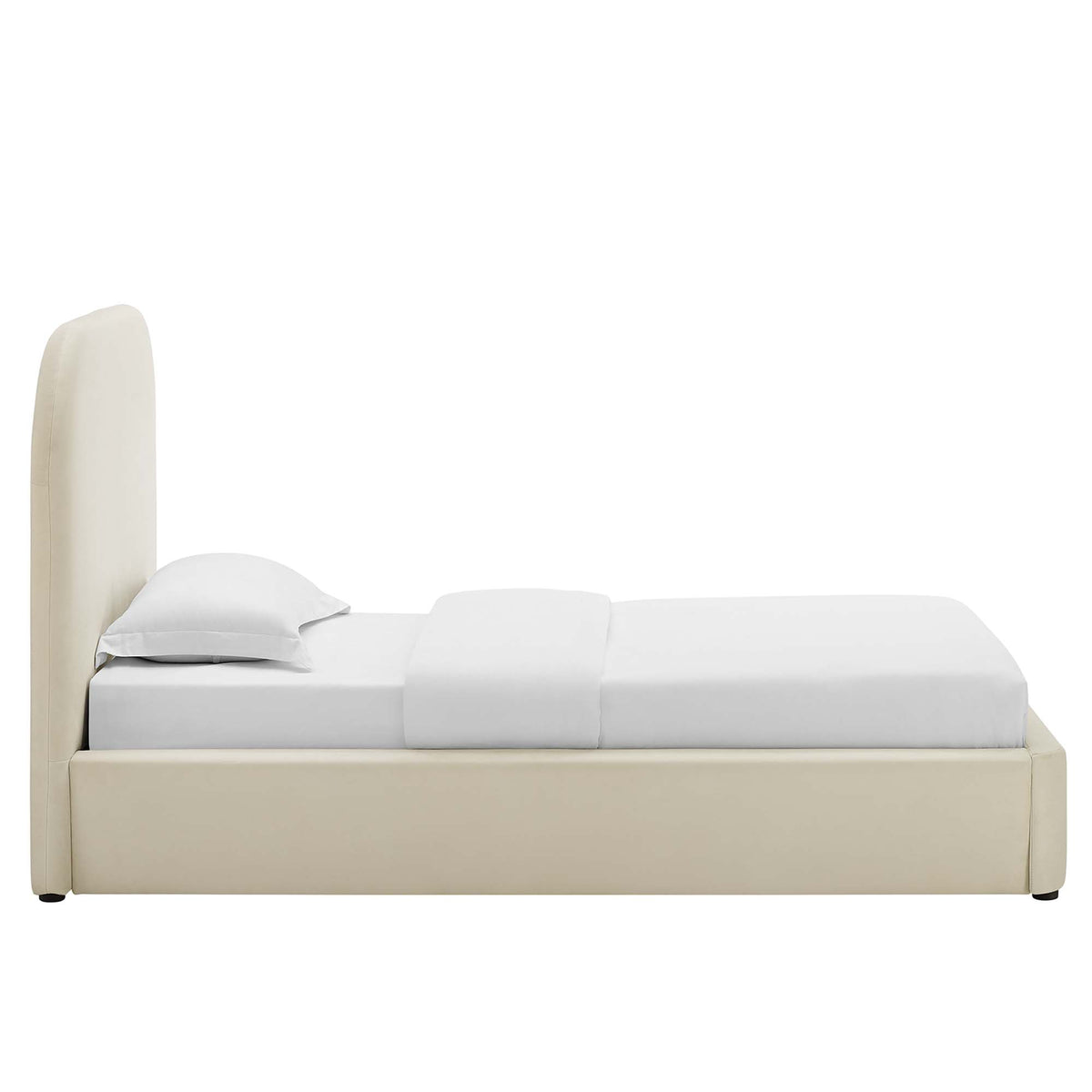 Keynote Performance Velvet Curved Twin Platform Bed - Alabaster