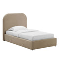 Keynote Performance Velvet Curved Twin Platform Bed - Taupe