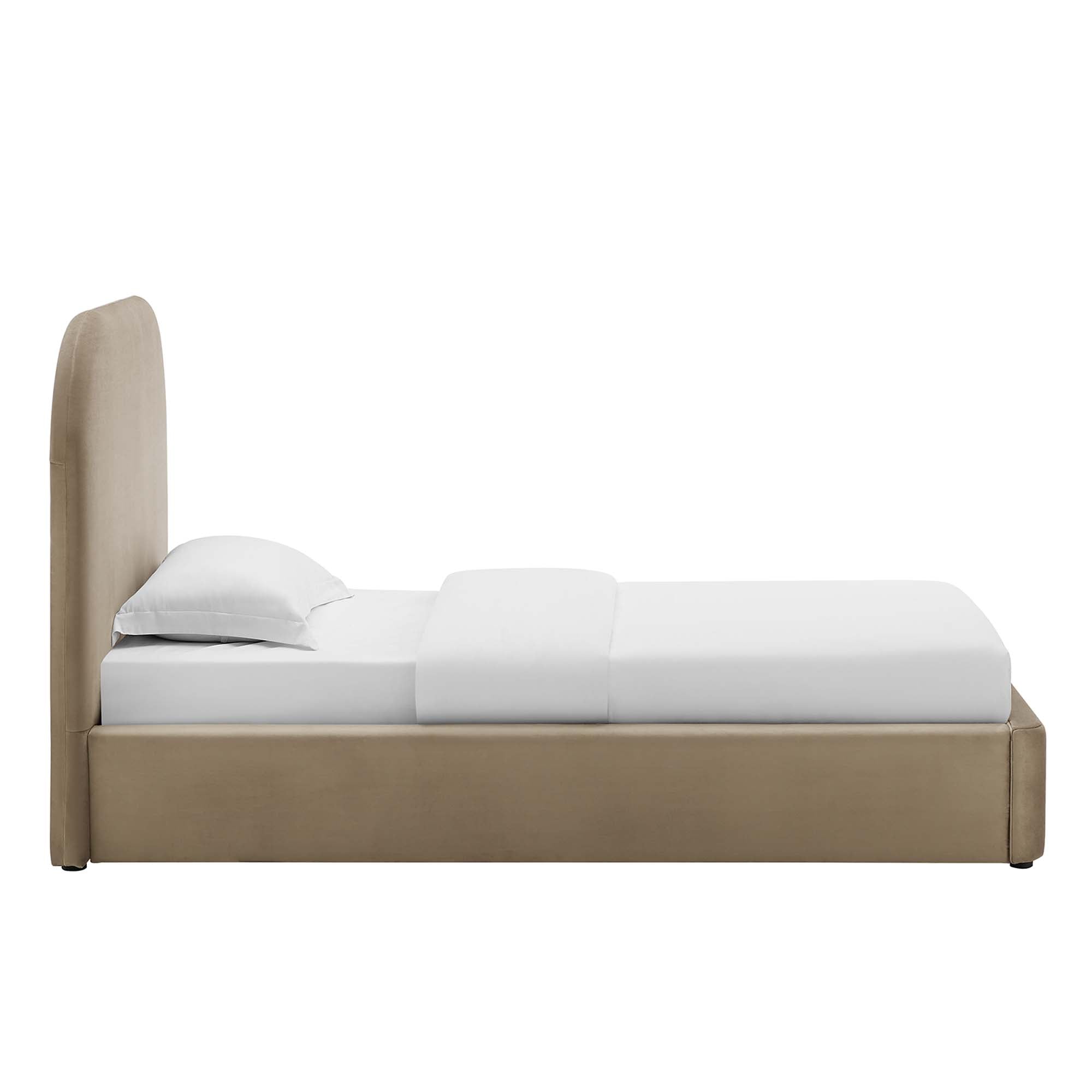 Keynote Performance Velvet Curved Twin Platform Bed - Taupe