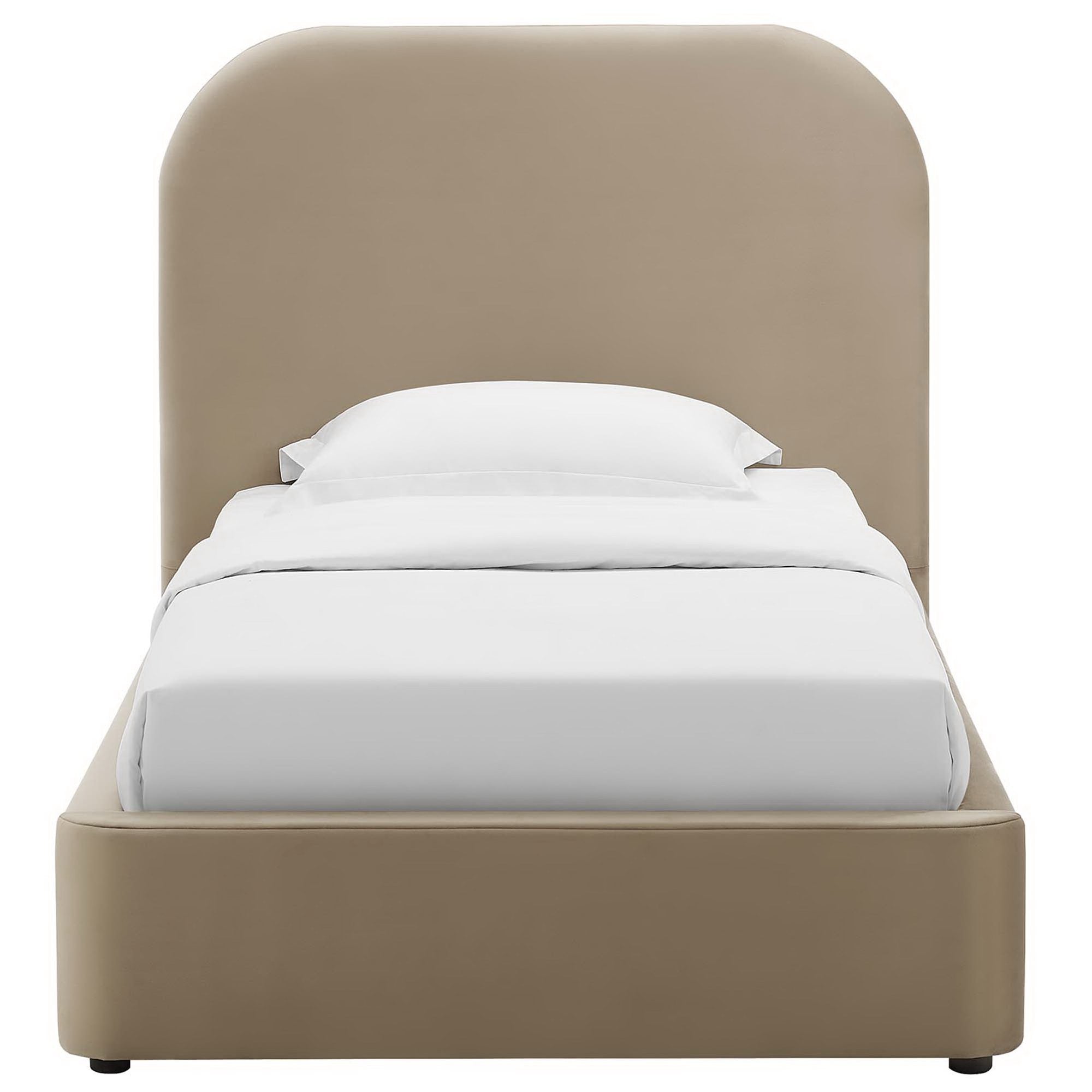 Keynote Performance Velvet Curved Twin Platform Bed - Taupe