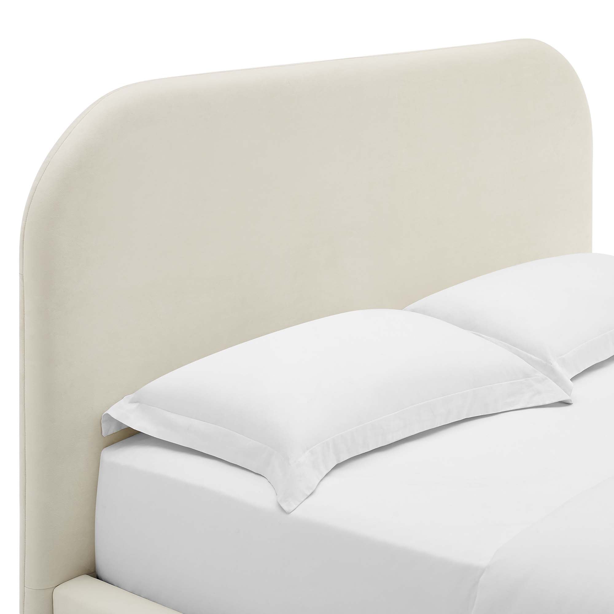 Keynote Performance Velvet Curved Full Platform Bed - Alabaster