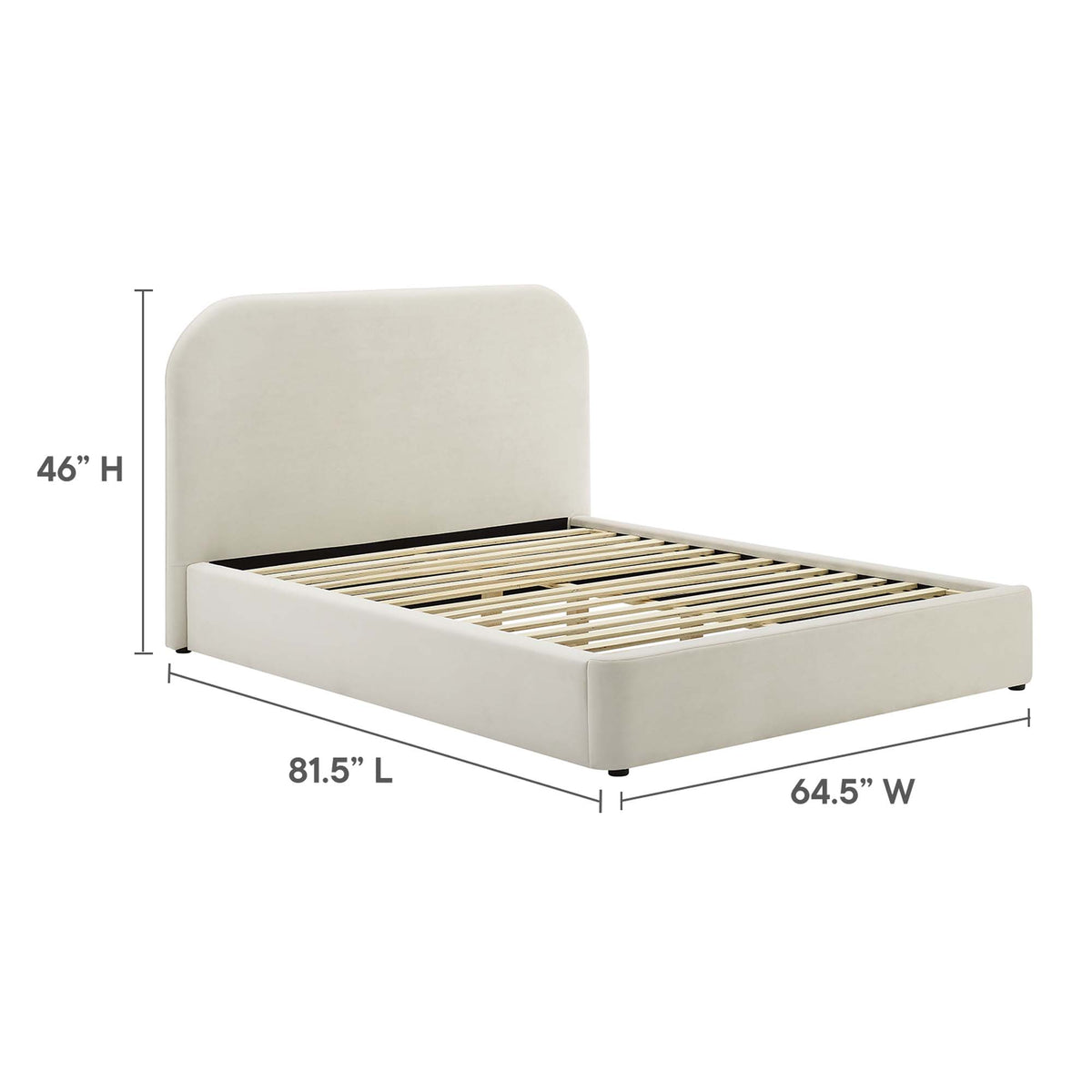 Keynote Performance Velvet Curved Full Platform Bed - Alabaster