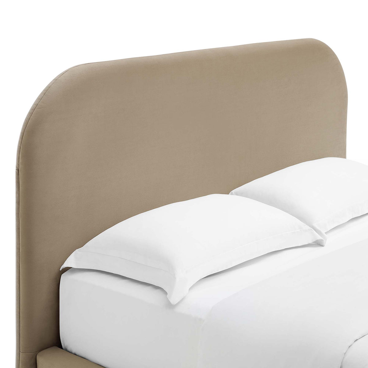 Keynote Performance Velvet Curved Full Platform Bed - Taupe