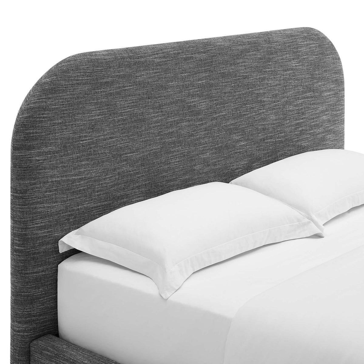 Keynote Upholstered Fabric Curved King Platform Bed - Heathered Weave Slate