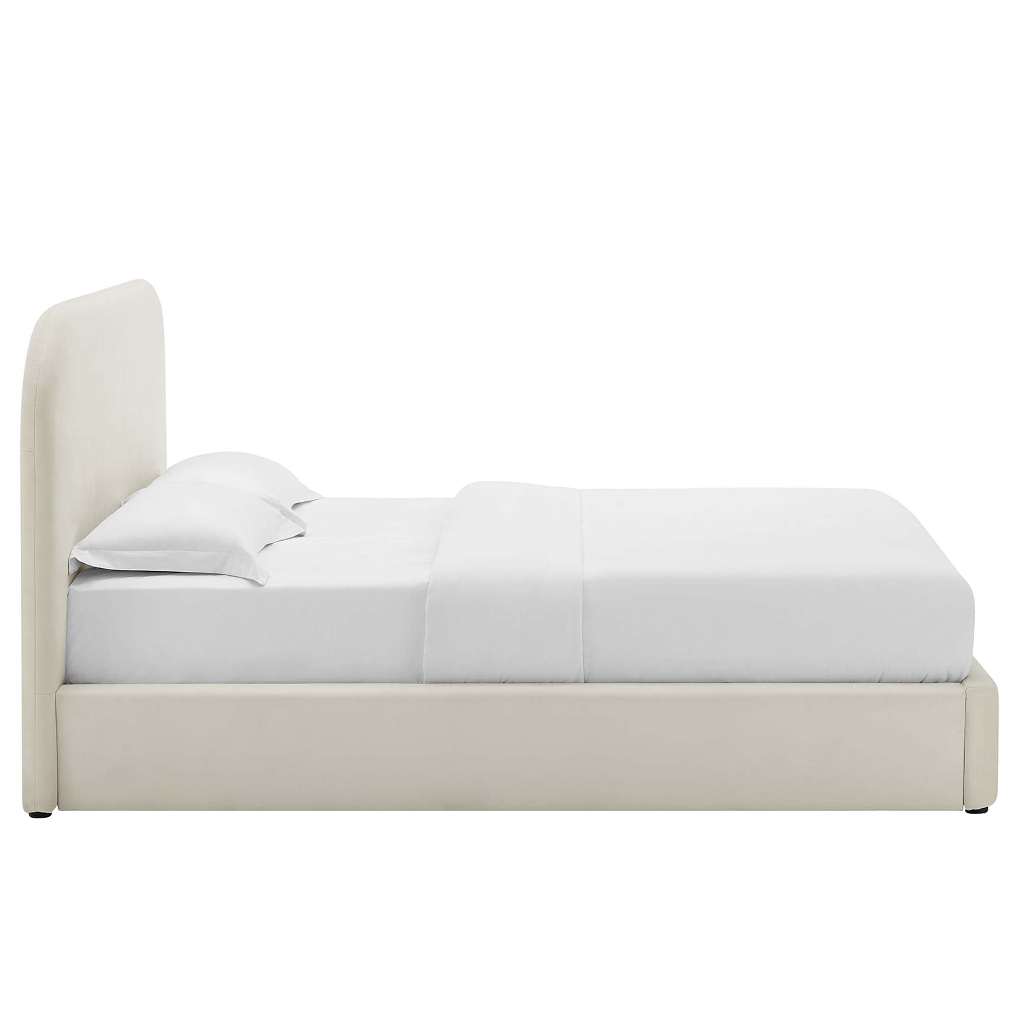 Keynote Performance Velvet Curved King Platform Bed - Alabaster