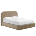Keynote Performance Velvet Curved King Platform Bed - Taupe