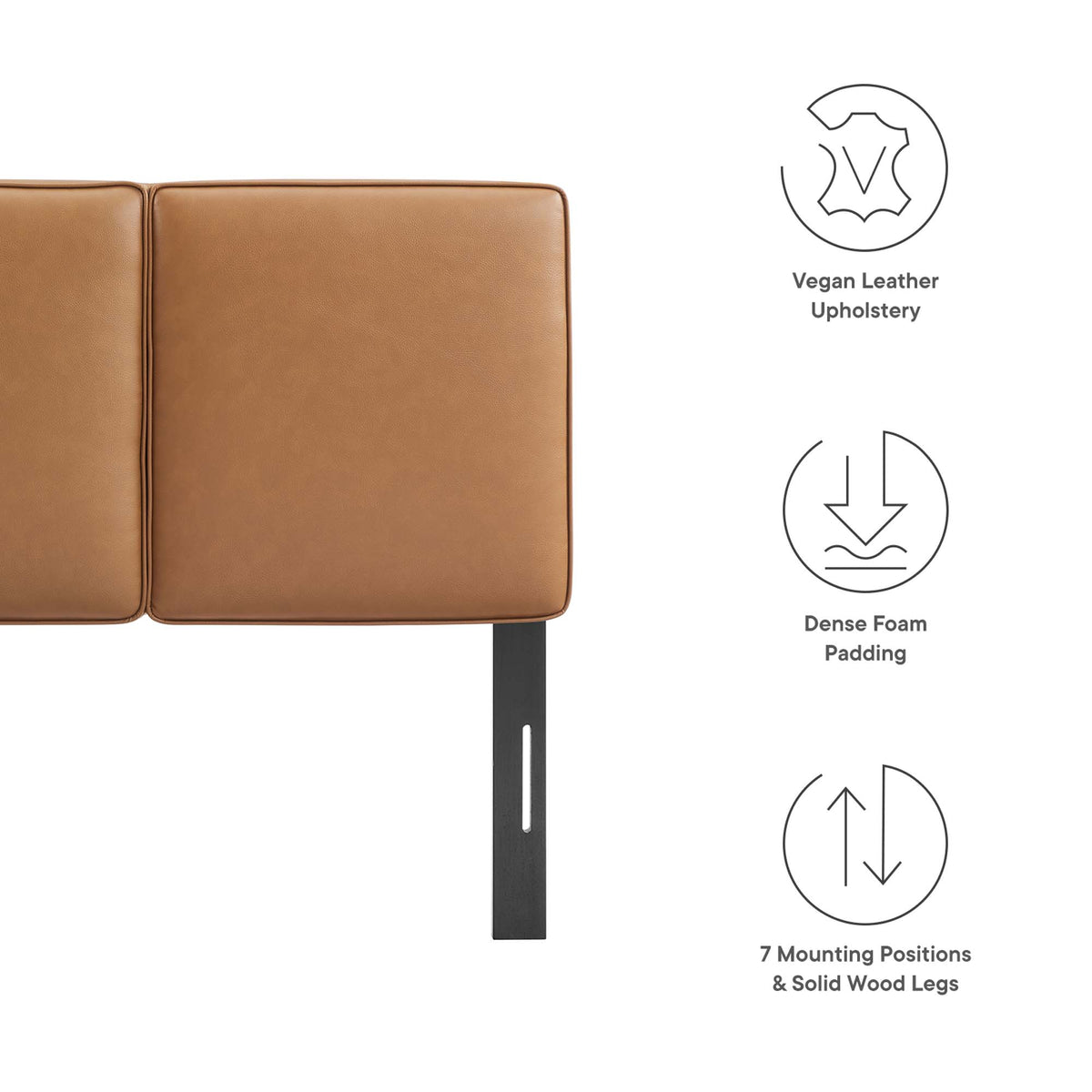 Lindee Vegan Leather Twin Headboard - Tan