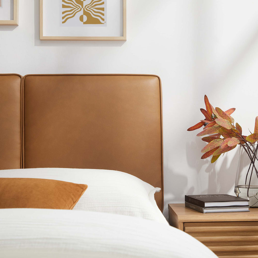 Lindee Vegan Leather Twin Headboard - Tan