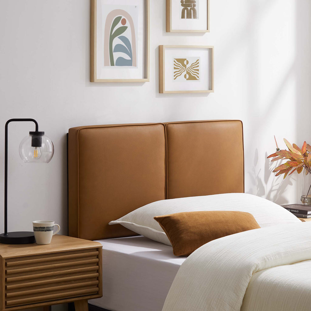 Lindee Vegan Leather Twin Headboard - Tan