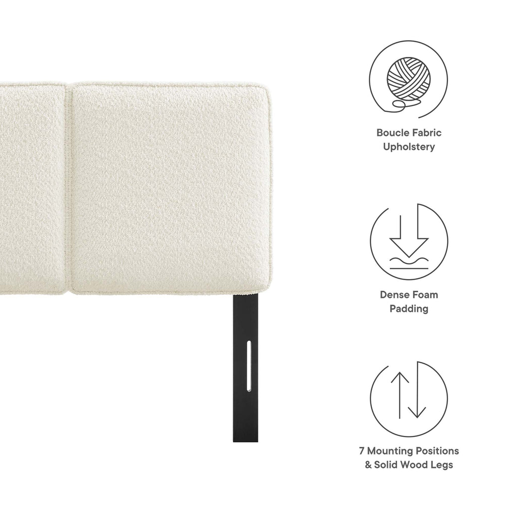 Lindee Boucle Fabric Twin Headboard - Cream