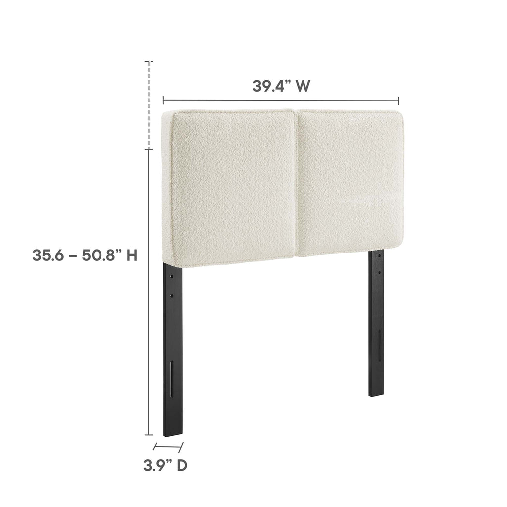 Lindee Boucle Fabric Twin Headboard - Cream