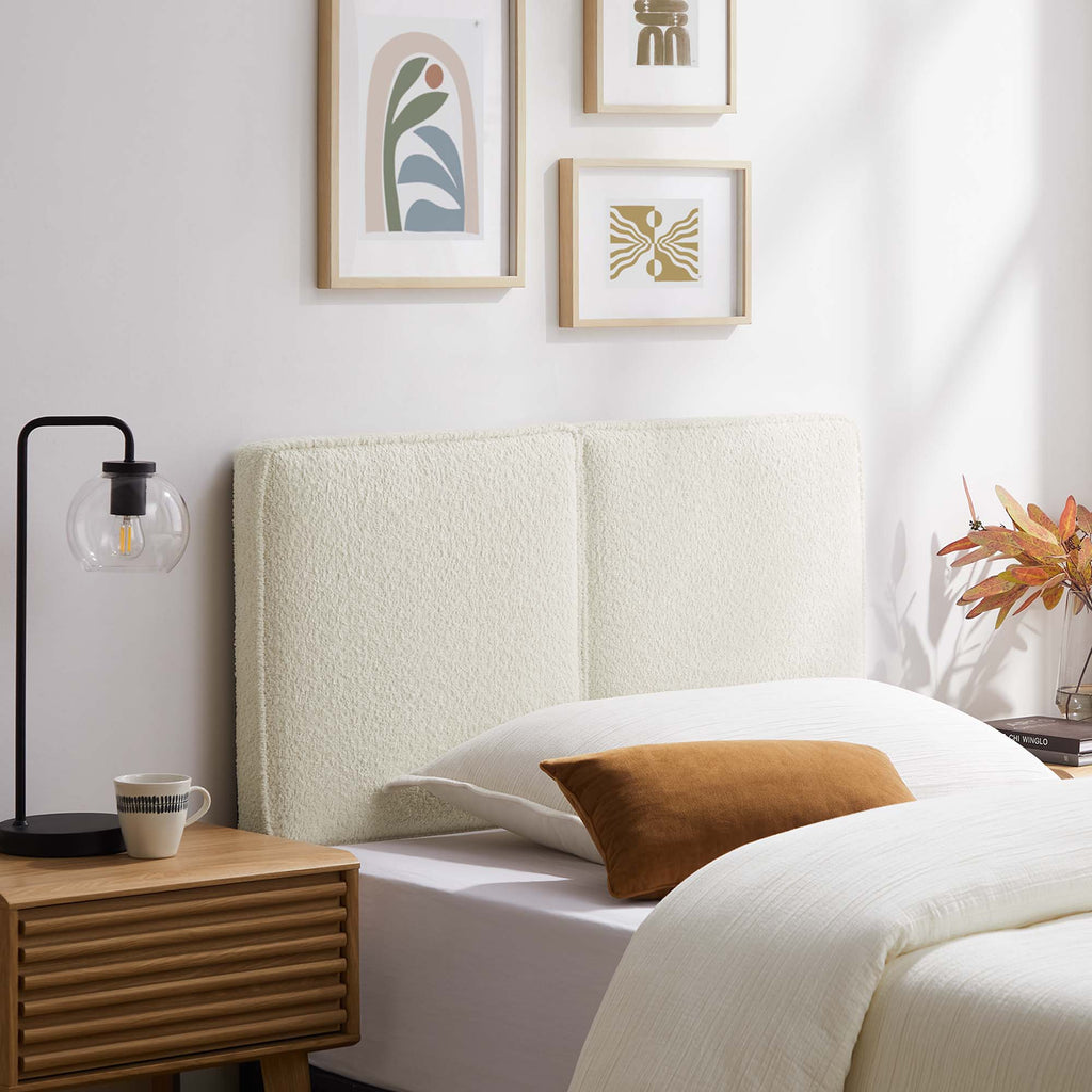 Lindee Boucle Fabric Twin Headboard - Cream