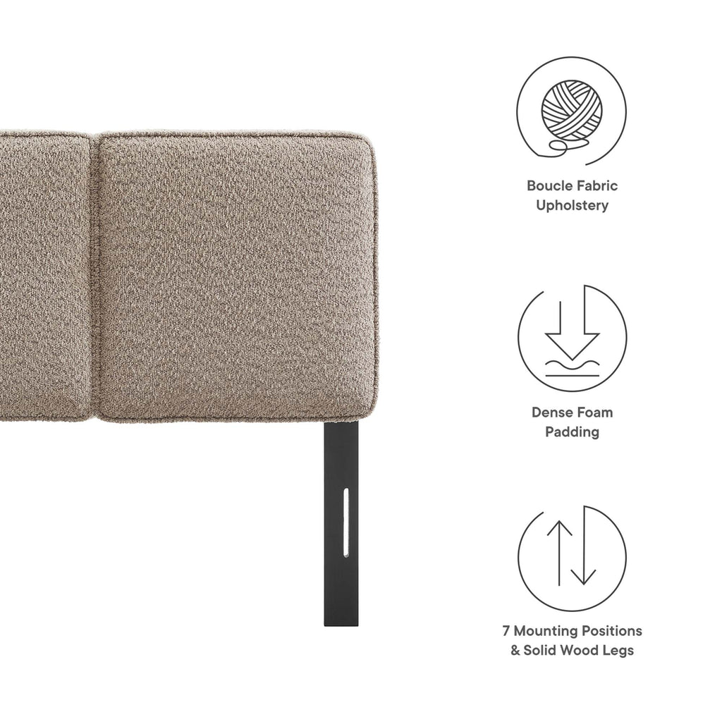 Lindee Boucle Fabric Twin Headboard - Oatmeal