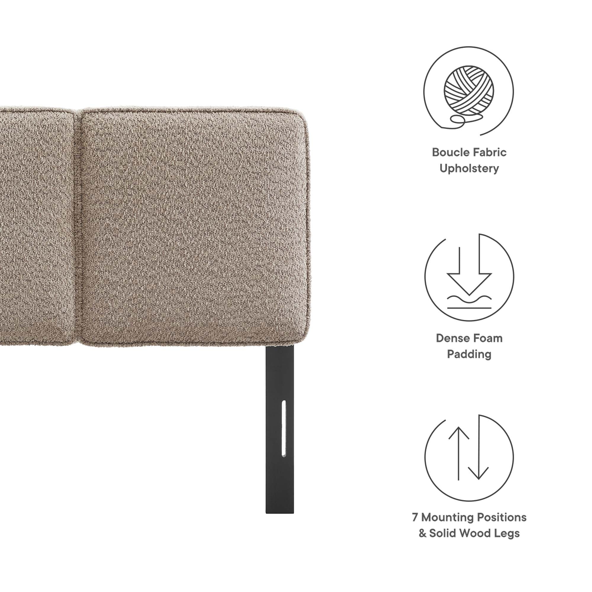 Lindee Boucle Fabric Twin Headboard - Oatmeal