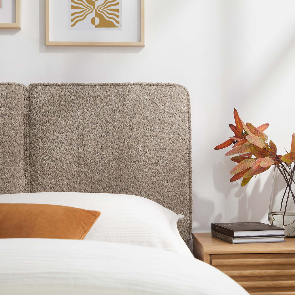 Lindee Boucle Fabric Twin Headboard - Oatmeal